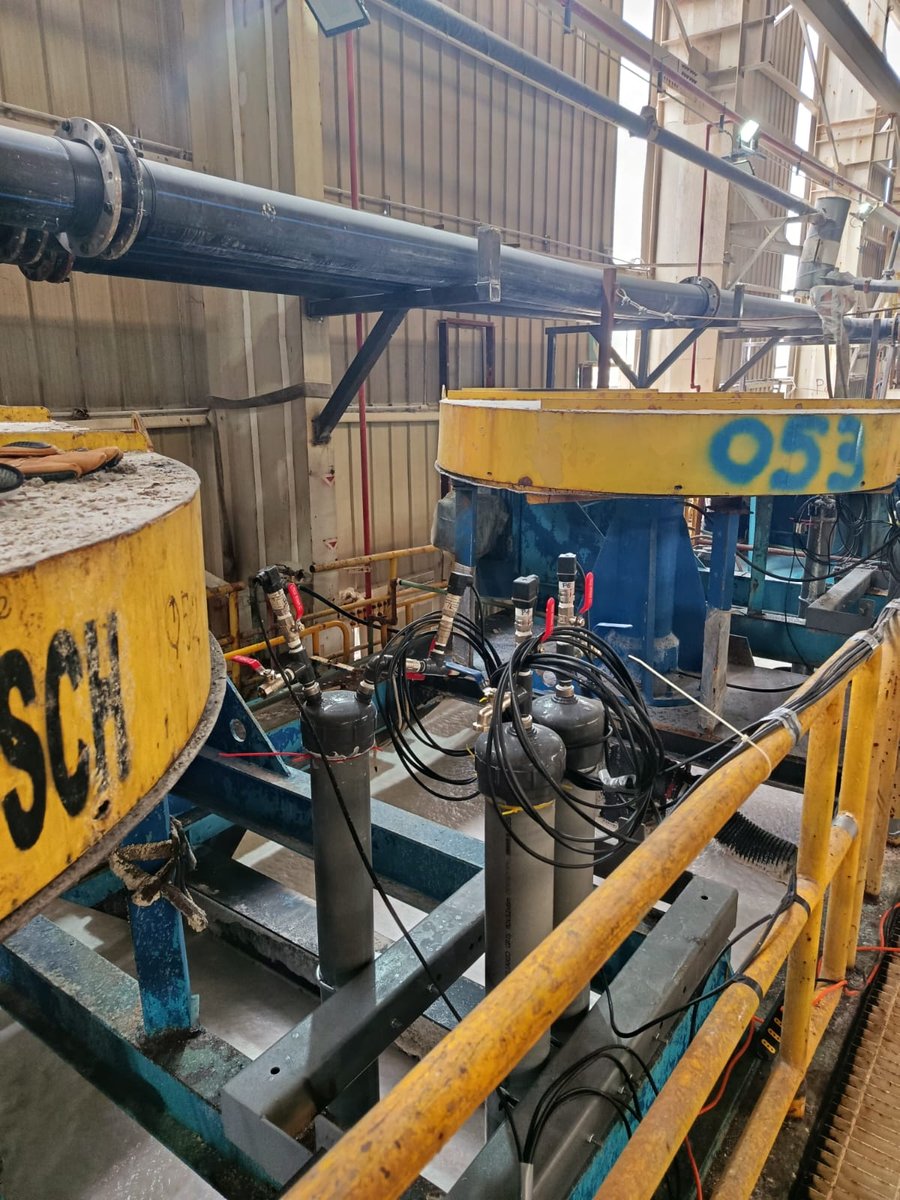 Sensores de medición instalados en celdas de flotación